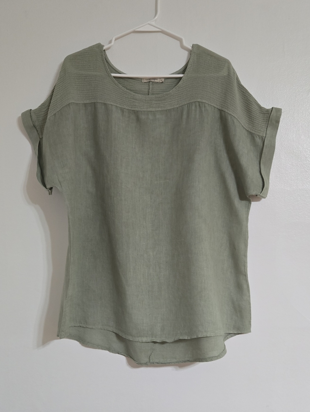 Lungo L'Arno Linen Light Sage Green Women’s Short Sleeve Top Size 1X